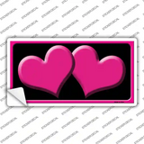 Solid Pink Centered Hearts Black Novelty Sticker Decal