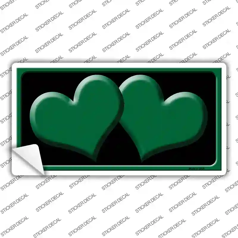 Solid Green Centered Hearts Black Novelty Sticker Decal