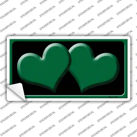 Solid Green Centered Hearts Black Novelty Sticker Decal