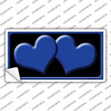 Solid Blue Centered Hearts Black Novelty Sticker Decal
