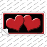 Solid Red Centered Hearts Black Novelty Sticker Decal