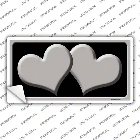 Solid Grey Centered Hearts Black Novelty Sticker Decal