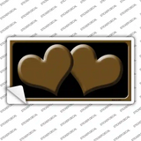 Solid Brown Centered Hearts Black Novelty Sticker Decal