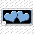 Solid Light Blue Centered Hearts Black Novelty Sticker Decal
