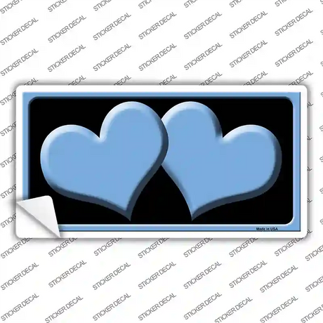 Solid Light Blue Centered Hearts Black Novelty Sticker Decal