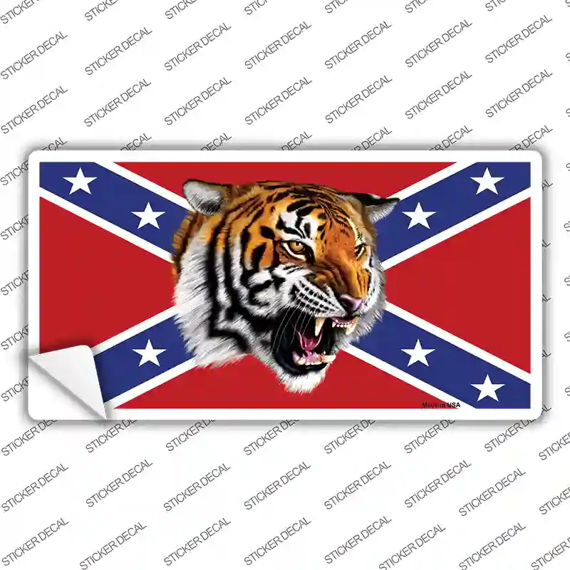 Confederate Flag Tiger Novelty Sticker Decal