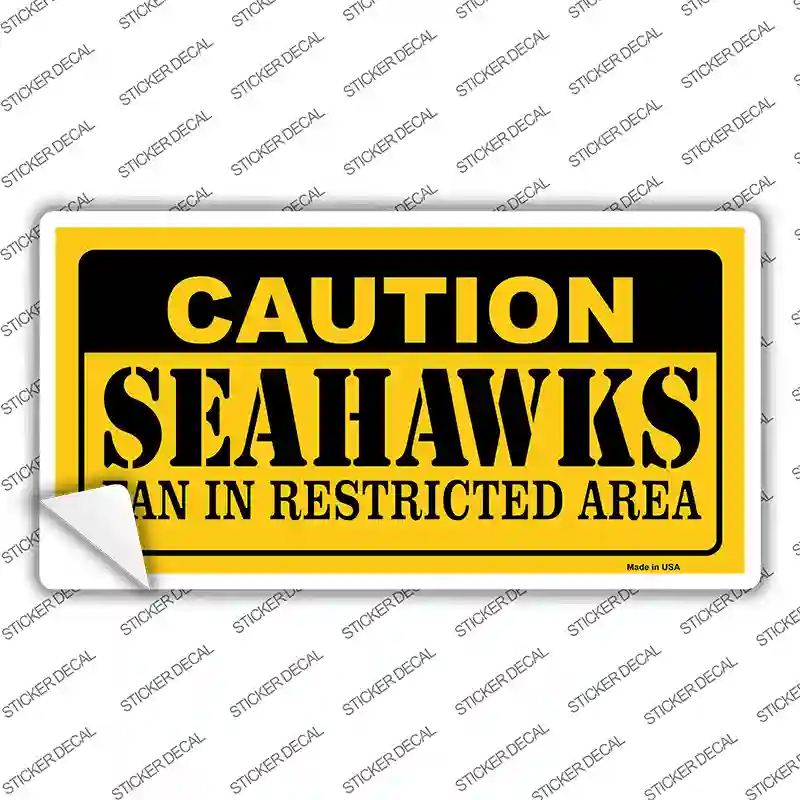 Caution Seahawks Novelty Sticker Decal