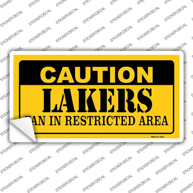 Caution Lakers Fan Novelty Sticker Decal