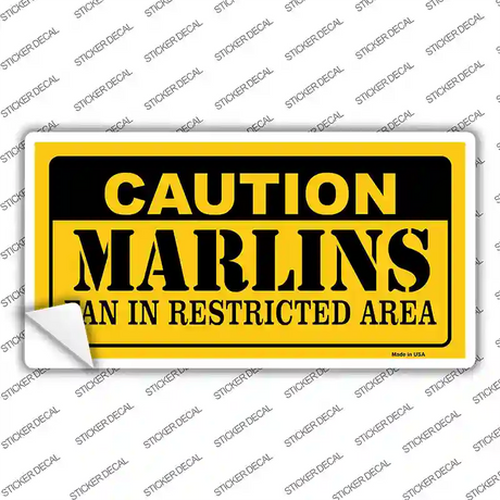 Caution Marlins Fan Novelty Sticker Decal