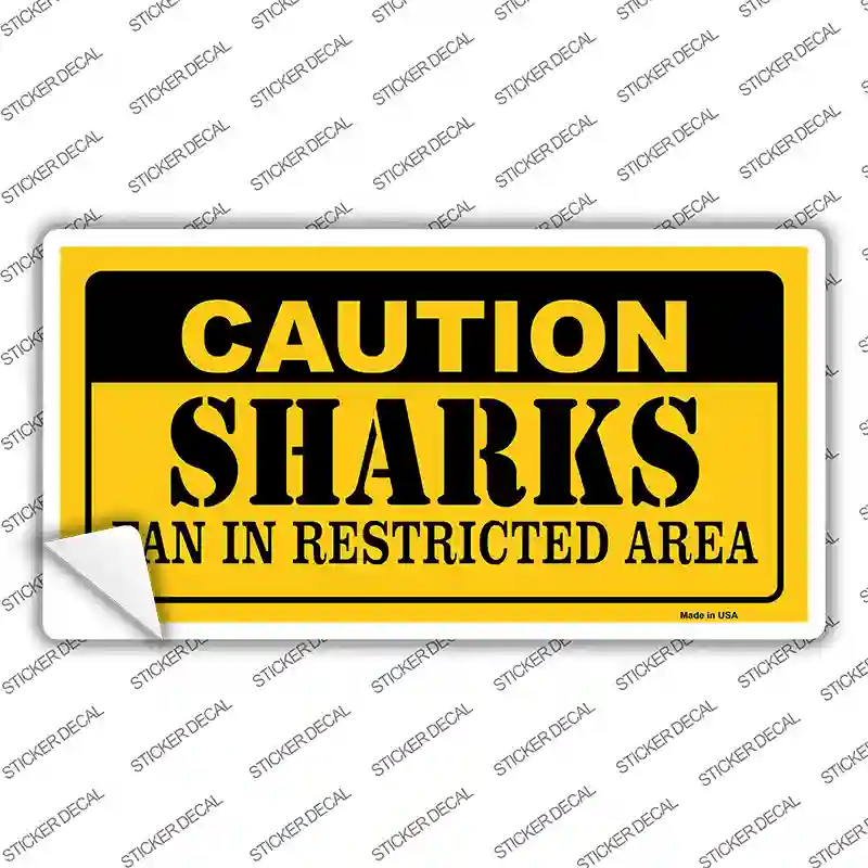 Caution Sharks Novelty Sticker Decal