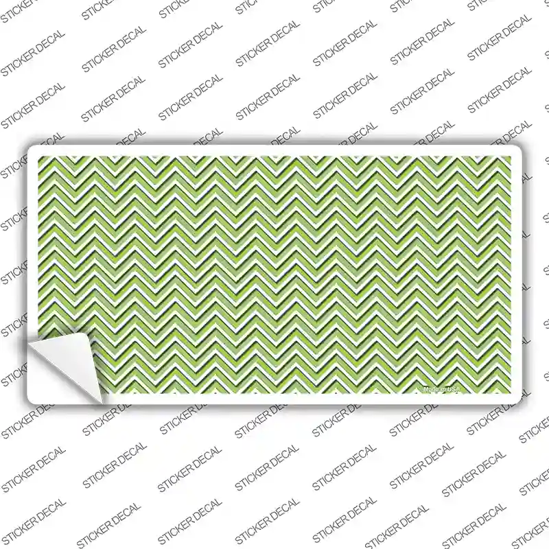 Lime Green White Chevron Novelty Sticker Decal