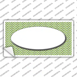 Lime Green White Chevon White Center Oval Novelty Sticker Decal