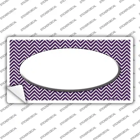 Purple White Chevon White Center Oval Novelty Sticker Decal