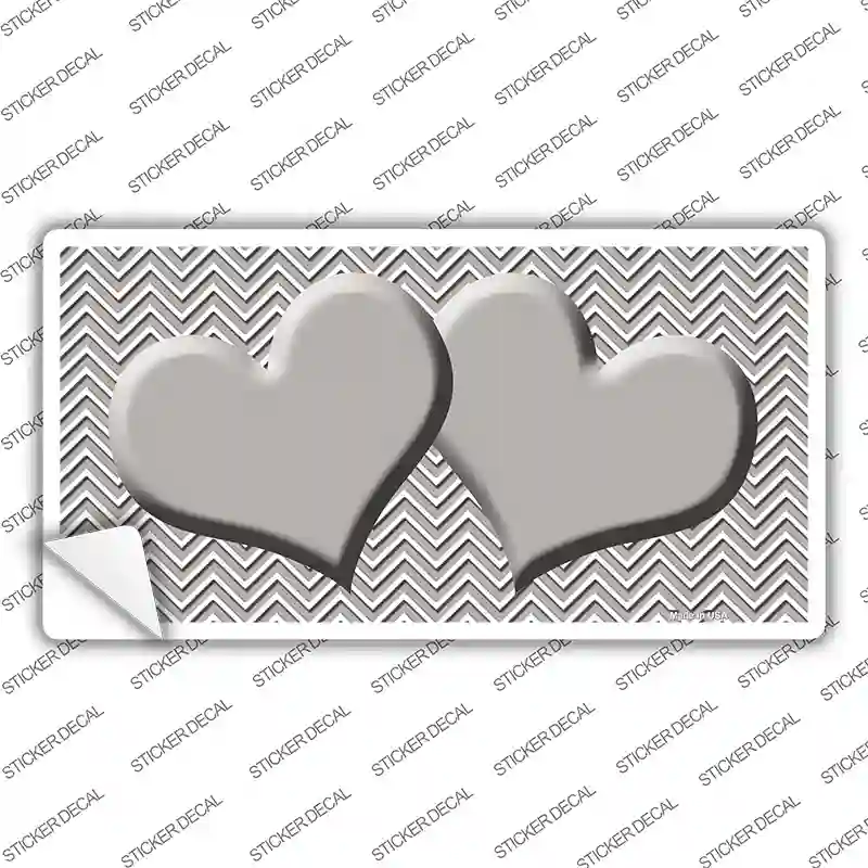 Grey White Chevon Grey Center Hearts Novelty Sticker Decal