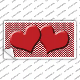 Red White Chevron Red Center Hearts Novelty Sticker Decal