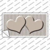 Tan White Chevron Tan Center Hearts Novelty Sticker Decal