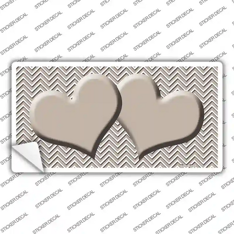 Tan White Chevron Tan Center Hearts Novelty Sticker Decal