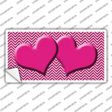 Pink White Chevron Pink Center Hearts Novelty Sticker Decal