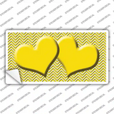 Yellow White Chevron Yellow Center Hearts Novelty Sticker Decal