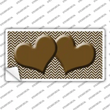 Brown White Chevron Brown Center Hearts Novelty Sticker Decal