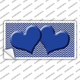Blue White Chevron Blue Center Hearts Novelty Sticker Decal