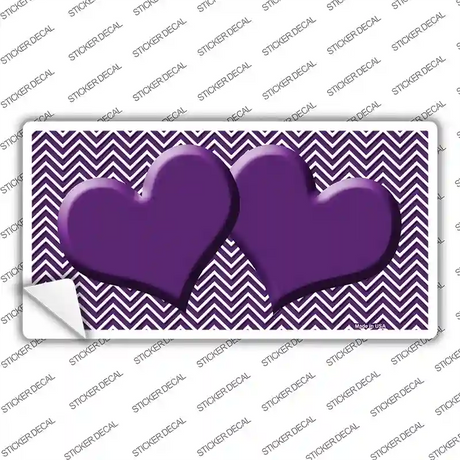 Purple White Chevron Purple Center Hearts Novelty Sticker Decal