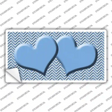 Light Blue White Chevron Light Blue Center Hearts Novelty Sticker Decal