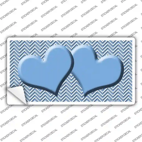 Light Blue White Chevron Light Blue Center Hearts Novelty Sticker Decal