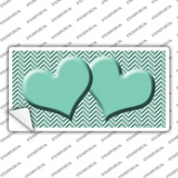 Mint White Chevron Mint Center Hearts Novelty Sticker Decal