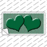 Green White Chevron Green Center Hearts Novelty Sticker Decal