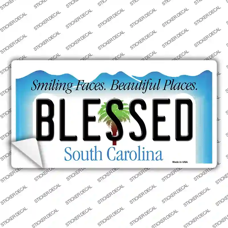 Blessed South Carolina Background Novelty Sticker Decal