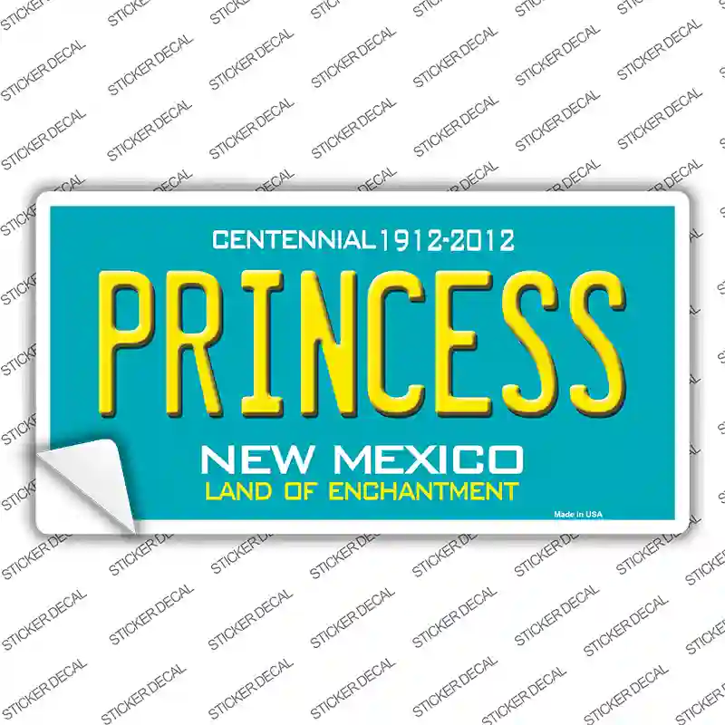 Princess New Mexico Teal Novelty Sticker Decal