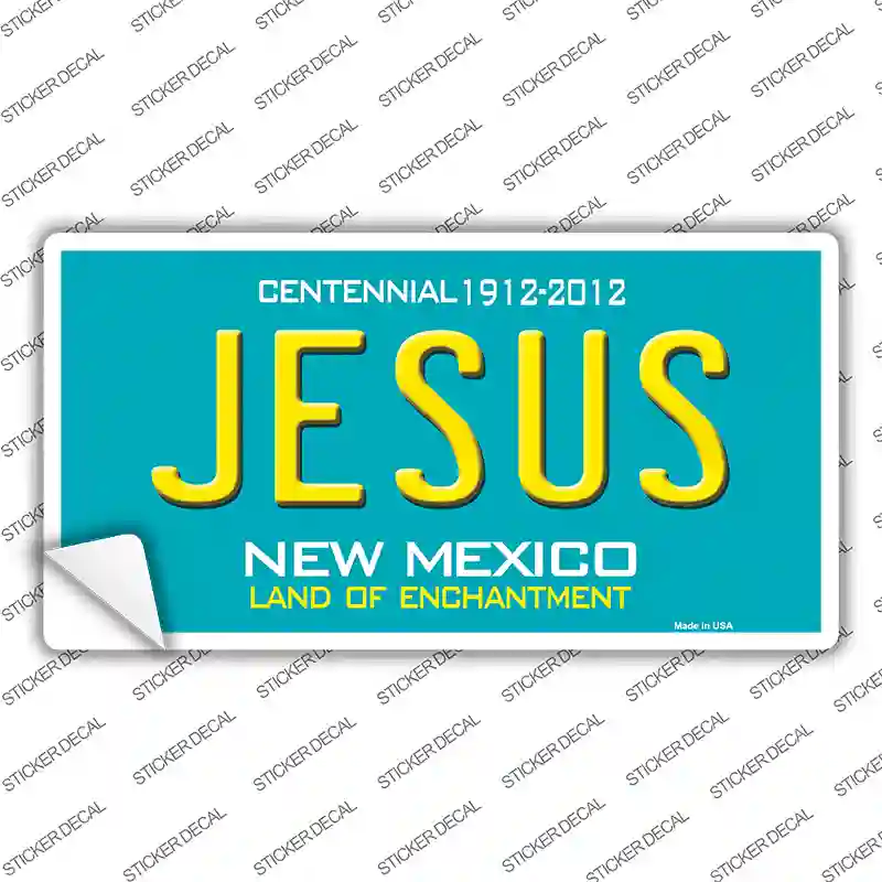 Jesus New Mexico Teal Novelty Sticker Decal