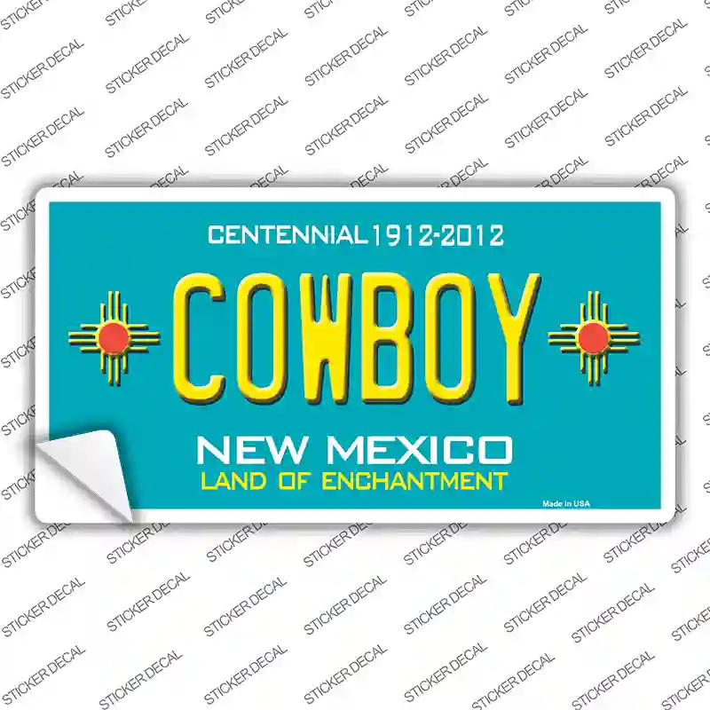 Cowboy New Mexico Teal Novelty Sticker Decal