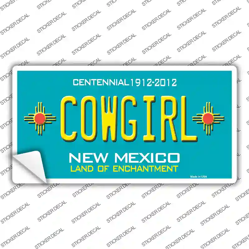 Cowgirl New Mexico Teal Novelty Sticker Decal