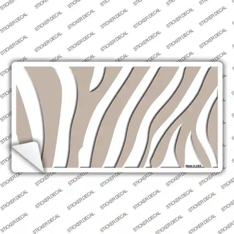 Tan White Zebra Novelty Sticker Decal