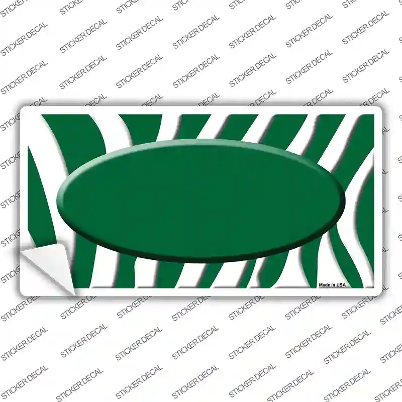 Green White Zebra Green Center Oval Novelty Sticker Decal