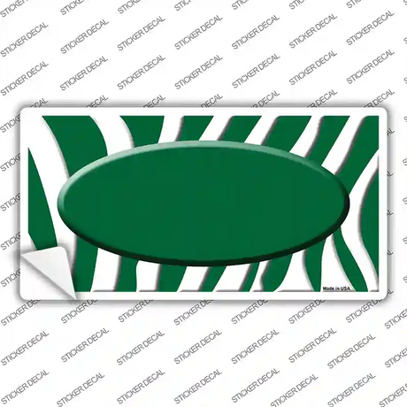 Green White Zebra Green Center Oval Novelty Sticker Decal