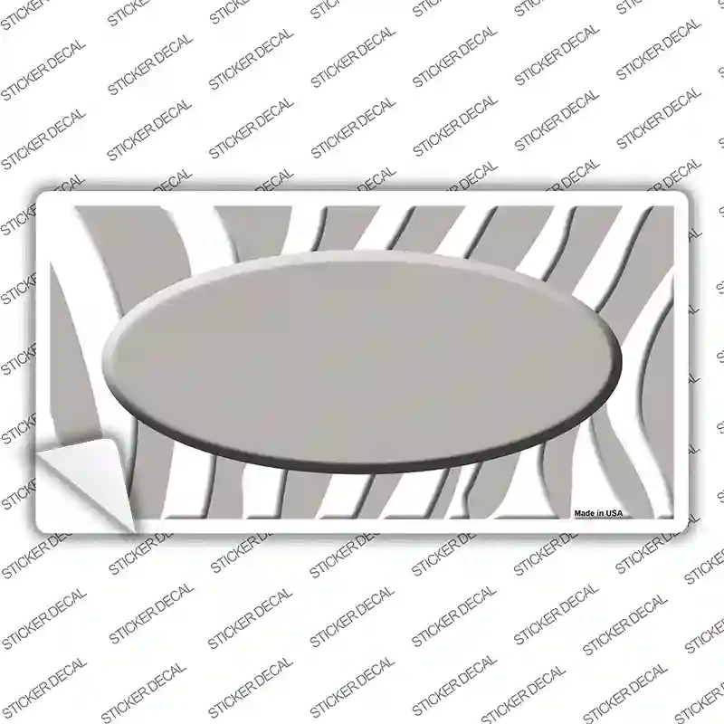 Grey White Zebra Grey Center Oval Novelty Sticker Decal