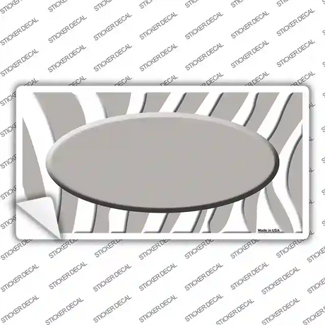 Grey White Zebra Grey Center Oval Novelty Sticker Decal
