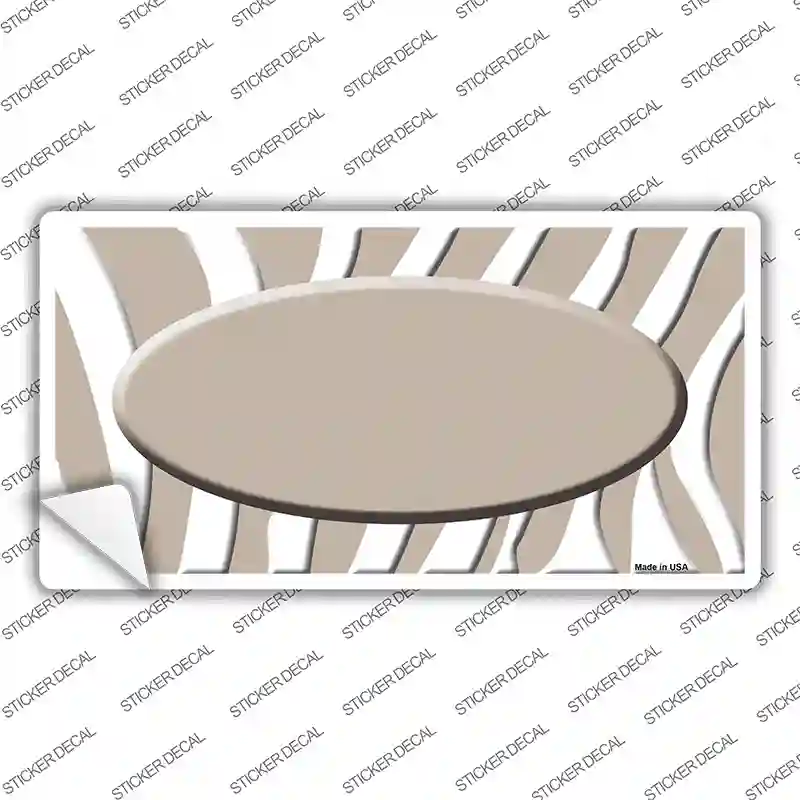 Tan White Zebra Tan Center Oval Novelty Sticker Decal
