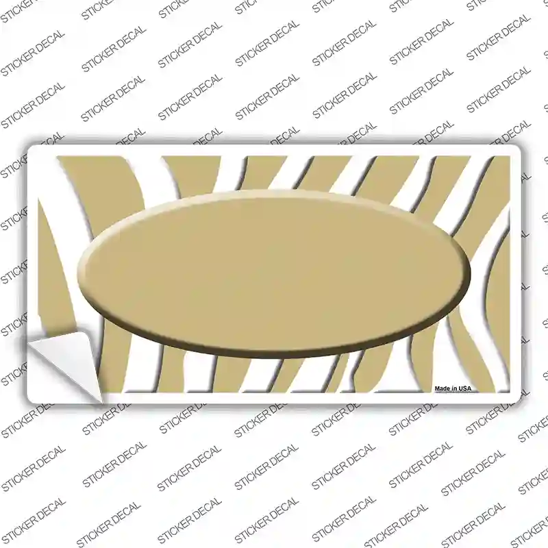 Gold White Zebra Gold Center Oval Novelty Sticker Decal