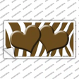 Brown White Zebra Brown Centered Hearts Novelty Sticker Decal