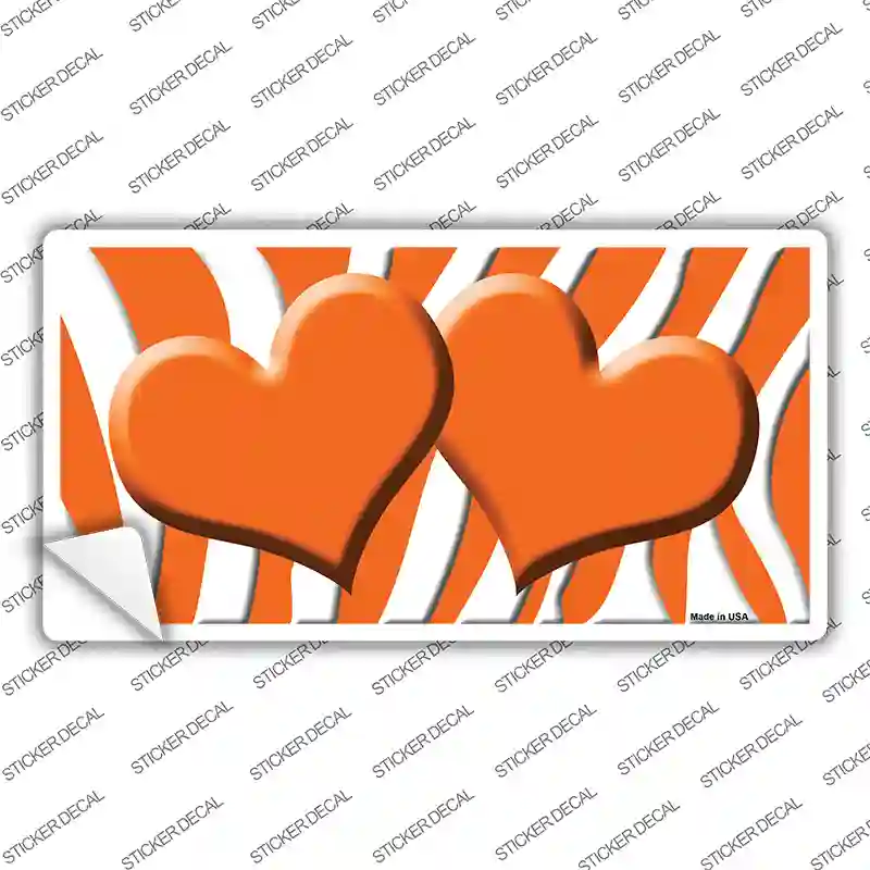 Orange White Zebra Orange Centered Hearts Novelty Sticker Decal