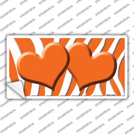 Orange White Zebra Orange Centered Hearts Novelty Sticker Decal