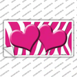 Pink White Zebra Pink Centered Hearts Novelty Sticker Decal