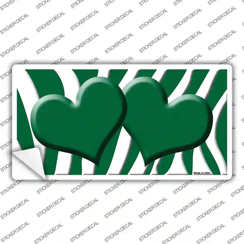 Green White Zebra Green Centered Hearts Novelty Sticker Decal