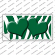 Green White Zebra Green Centered Hearts Novelty Sticker Decal