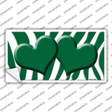 Green White Zebra Green Centered Hearts Novelty Sticker Decal