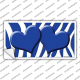 Blue White Zebra Blue Centered Hearts Novelty Sticker Decal